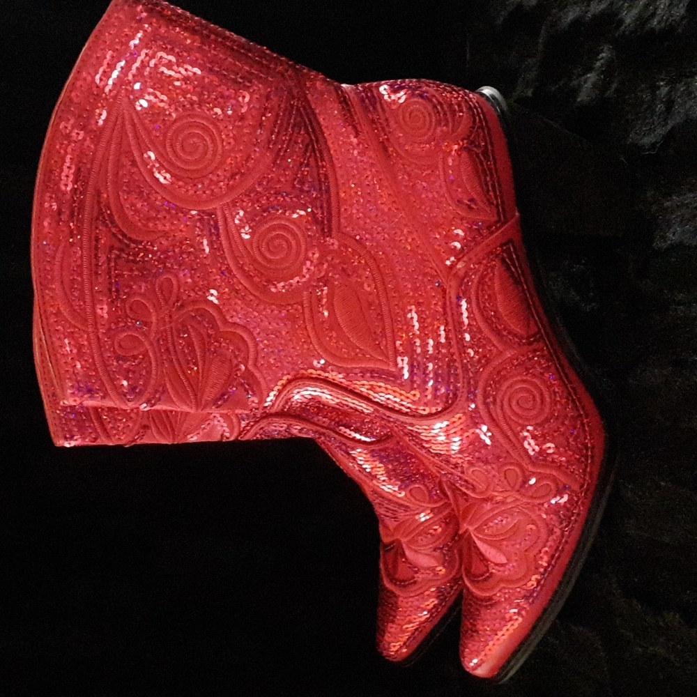 Hot Pink Sequin Booties